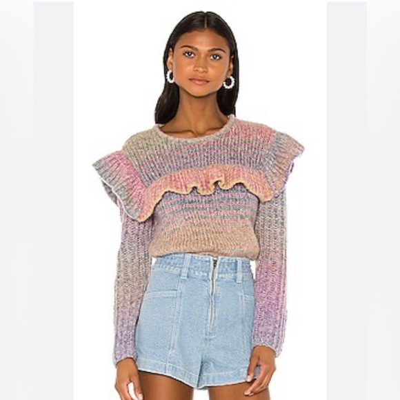 LoveShackFancy‎ Yumi Alpaca Wool Blend Sweater in Rainbow - Picture 5 of 10